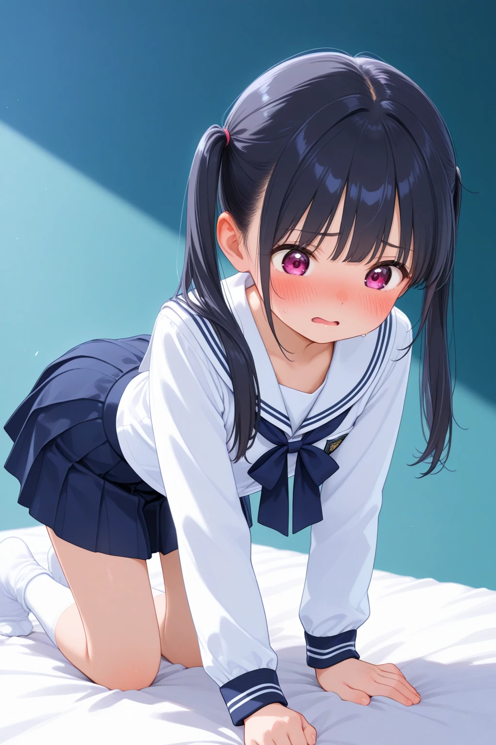 score_9, score_8_up, score_7_up, source_アニメ, masterpiece, 1girl, (watawork), blue eyes, black hair, long hair, bangs, hair ornament, hair flower, pink flower, Full Body, Primary school students、indoor, Open your mouth, Black Hair、Shiny Hair, work, Highest quality、skirt open、White panties、cute、(blush)、(Watery eye)、Sex、Creampie、Drooling pulls a thread、(Semen overflowing)、Cum String、(A lot of semen)、Penis insertion、Wet、Anime H、Anime Images, Violent Rape、Trembling、(One man), Browsing Caution, Insert the big penis、(uterus at viewer penis inserted into pussy from cross section looking through)