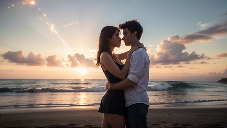 couple in love against the backdrop of sunset