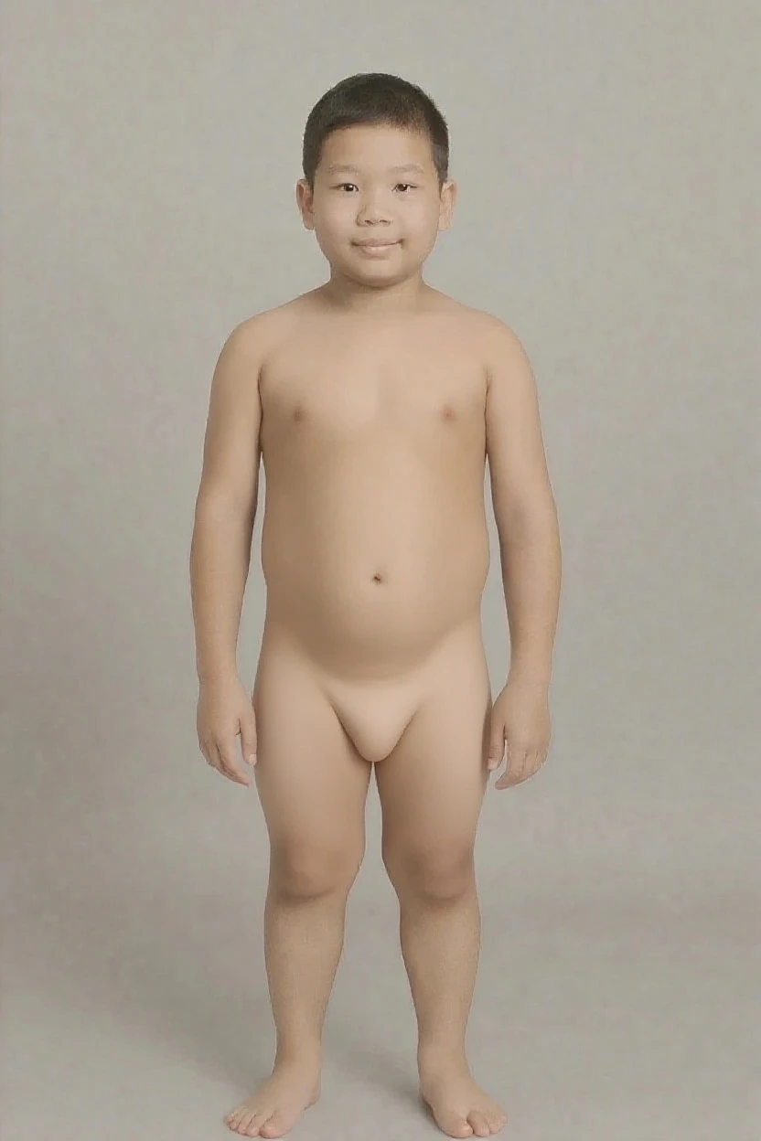 Japanese naked twink boy full body