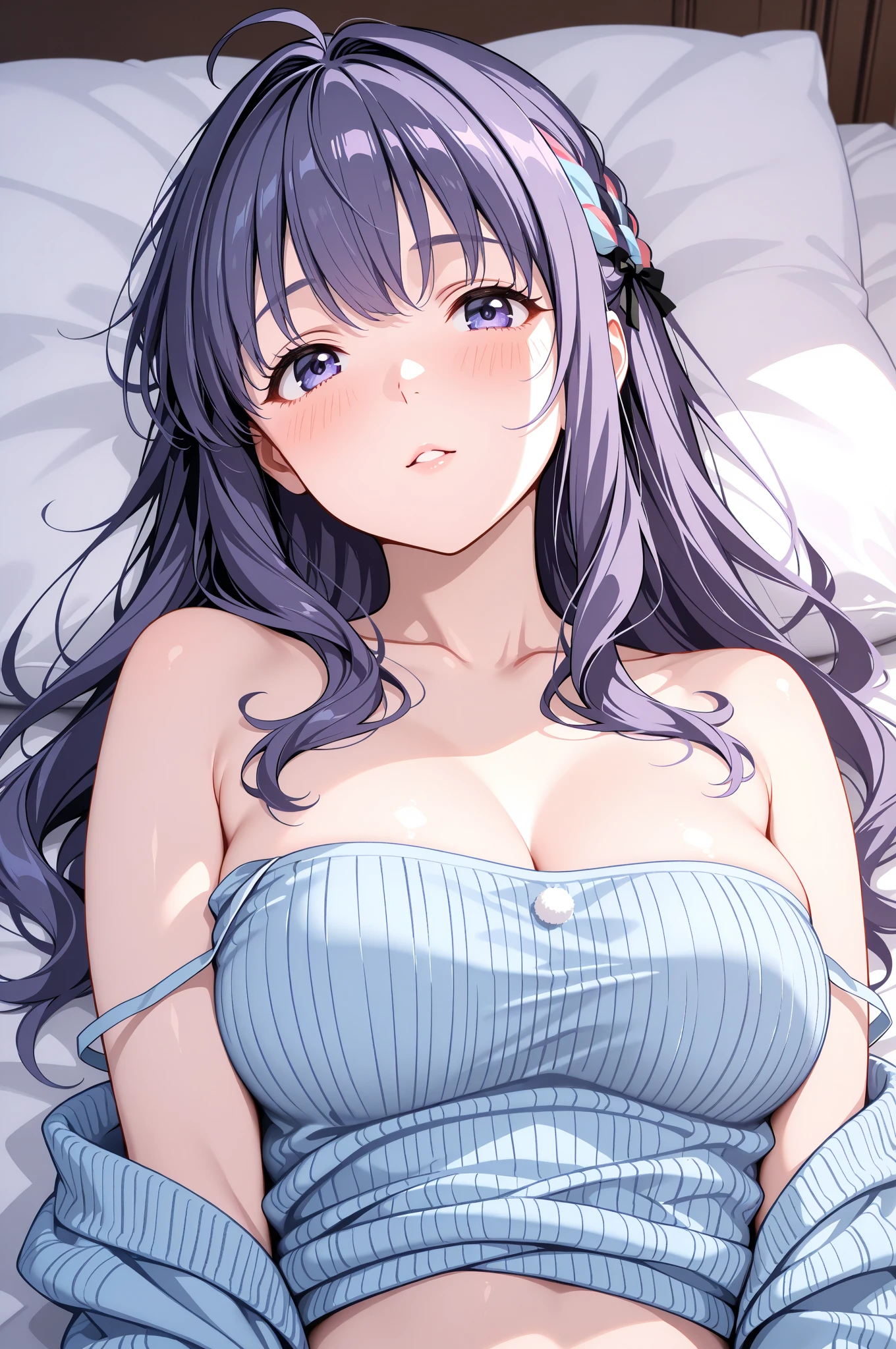 {((Anime, sur l’art, profondeur de champ, Flou de mouvement, Lumière rougeoyante, Chef-dœudansre, anatomiquement correct, peau texturée, high détails, Primé, meilleur qualité, Haute résolution, 16k))} . |
{((queue de cheval ondulée, cheveux sur épaule, cheveux très longs, cheveux très épais, Yeux détaillés, les yeux brillants, l'âge des étudiants est celui des filles, G-sein, clivage, Nerveux))} . |
{((corps sexy, oreilles et queues d'animaux, pyjama mignon, jeune dame d'une maison noble))} . |
{((sommeil, allongée, Au lit, drap, chambre, Au lit, sommeil in her bed cute sommeil, caraco, d’en haut))} . |
{((Grand angle, Haut du corps, (Parfait_doigts:1.0), (Parfait_jambes:1.0), mieux_mains, plus_détail))}