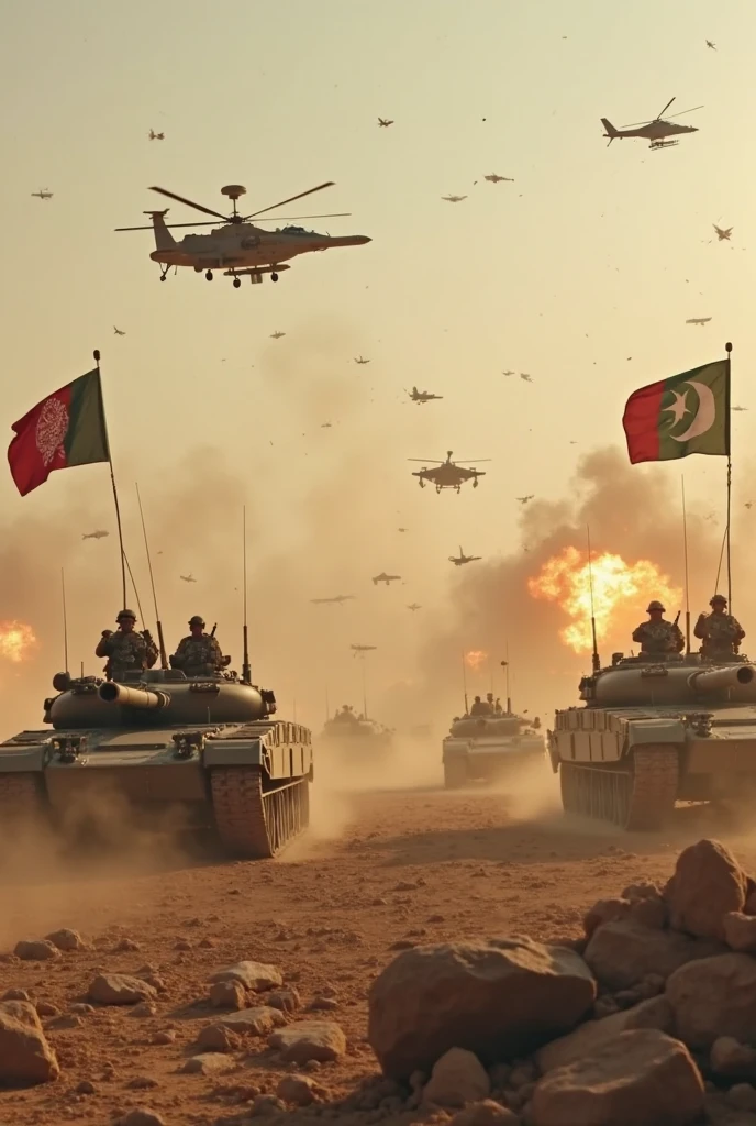 Blue sky crowd under tank attack