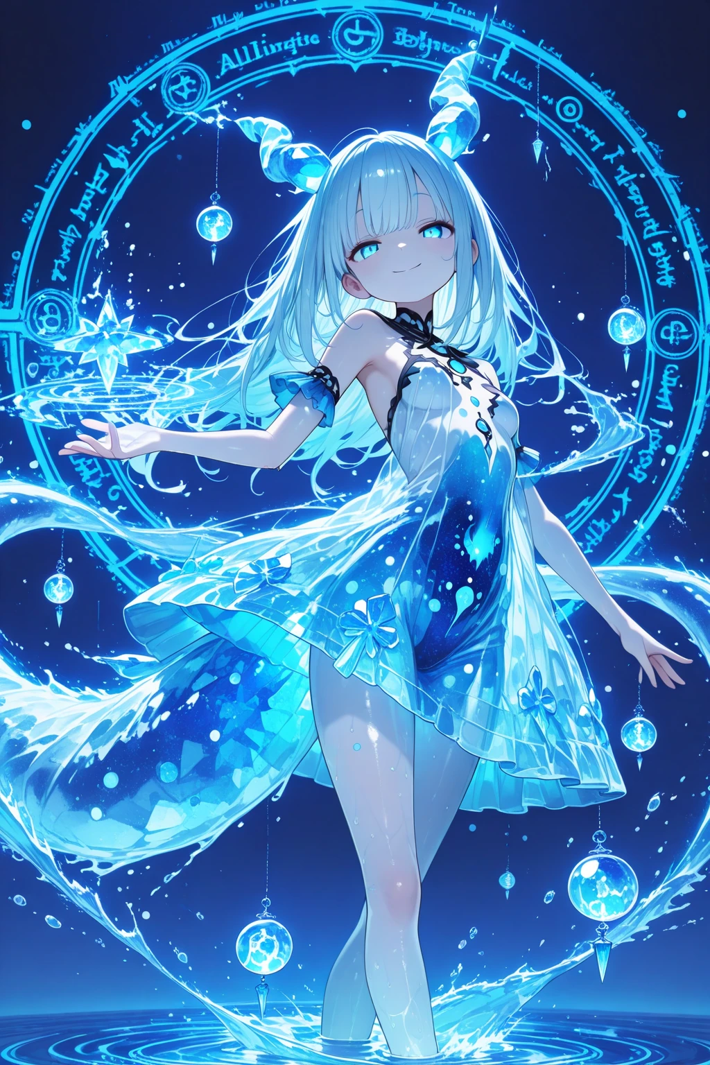 "Create a whimsical watercolor image of a girl playing with a chain of miniature planets and stars. Her hair flows like cosmic dust, connecting the celestial bodies. Each link in the chain is a tiny ecosystem, with glowing creatures migrating between worlds."
theme: Cosmic connections