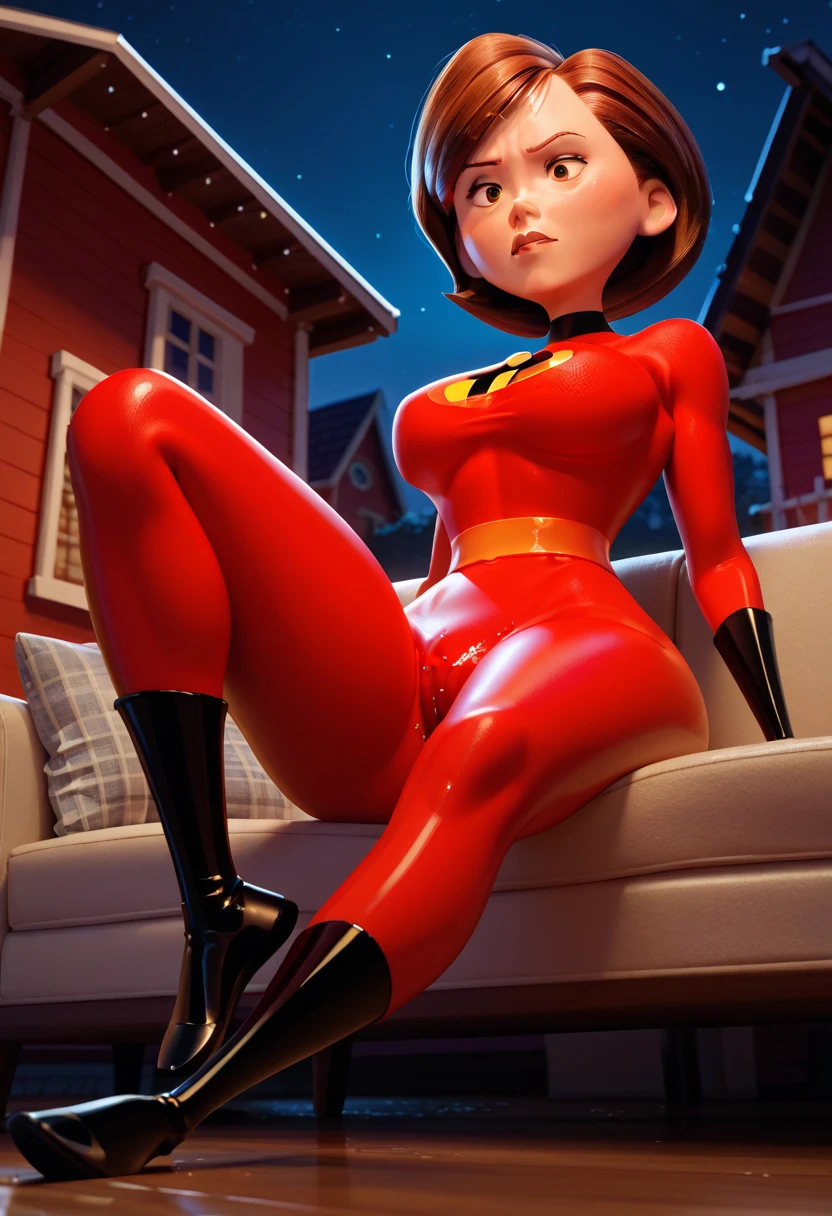 The incredible, Helen Parr:1.3, 3d:1.1, futanari,pau futanari:2.0, huge cock dress:2.0, long cock:2.0,cock giants:2.0,cock colossal:2.0, glad:1.1, public, sitting on the chair, being praised