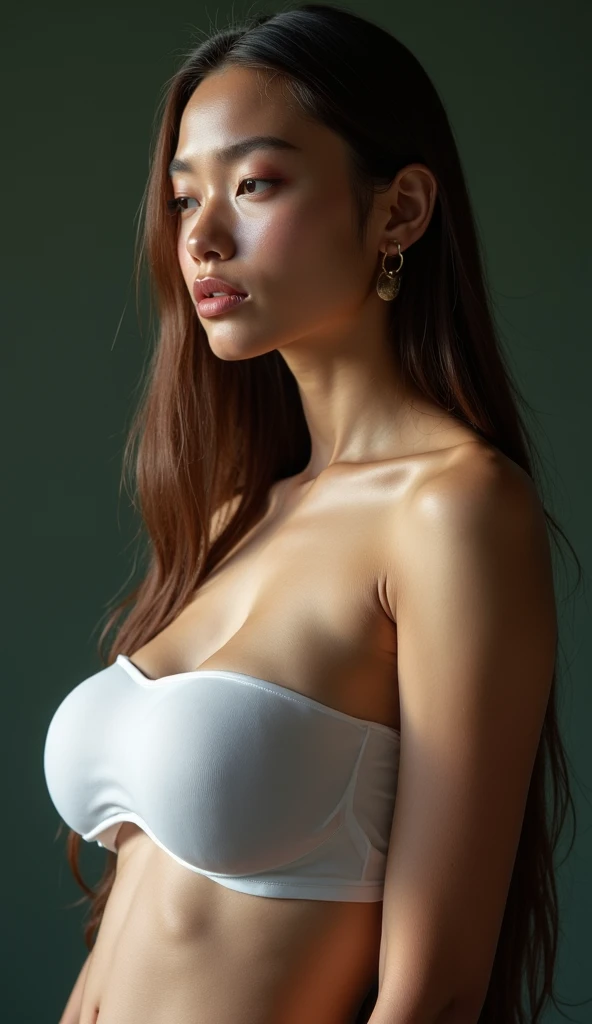Canon 5DMk2 135mm, (highest quality) (masterpiece)), intricate details, sharp focus, professional, photorealistic, ultra-realistic, photorealism, silhouette lights, fine indications, top quality, CG Unity wallpapers highly detailed 8k, perfect artwork, full body, shiny hair, shiny eyes, glowing skin, perfect realistic female figures, narrow waist, camera gaze, lace, seductive posture, sexy pose, Very delicate and beautiful girl, top quality, beautiful details, beautiful detailed eyes, soft lighting on the face, movie lighting, transparency, white ancient Chinese folk costume, see-through material, buttocks exposed, realistic expression of face, (complex details, makeup, (beautiful delicate face details, Beautiful detailed delicate eyes, perfectly proportioned face, highly detailed skin, detailed skin, best proportions four fingers and thumb, arms under the chest, big big breasts, smooth abdomen, thin and thin, fashion, solo, (thin makeup), highlighted face, detailed face, white skin, brown hair, ponytail, braided hair, big eyes, earrings, slim body, transparent background, Professional lighting, one girl, coiled hair, big, 27 years old,