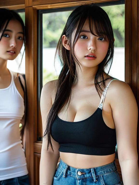 The celebrities who are 150 cm tall and have a C-cup bust and look very similar are Ayaka Hironaka and Aoi Miyazaki, a girl in a short swimsuit.