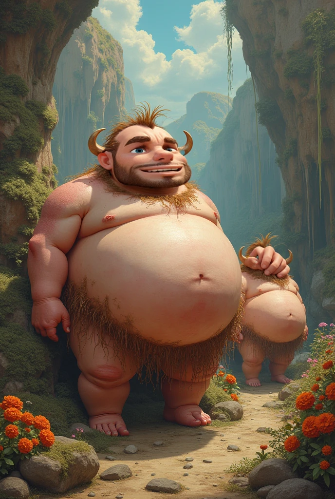 solo, two headed anthro (goat), male, (obese:1.5), adult, photorealistic, hyperrealistic, ultradetailed, natural pose, by dramamine, correct hands, nips, (oily:1.3), detailed eyes, (beefy:1.8), (bulky:1.5), (flaccid penis, testicles), ((asgore dreemurr)), laying on grass, arms behind head, hairy armpits, hairy