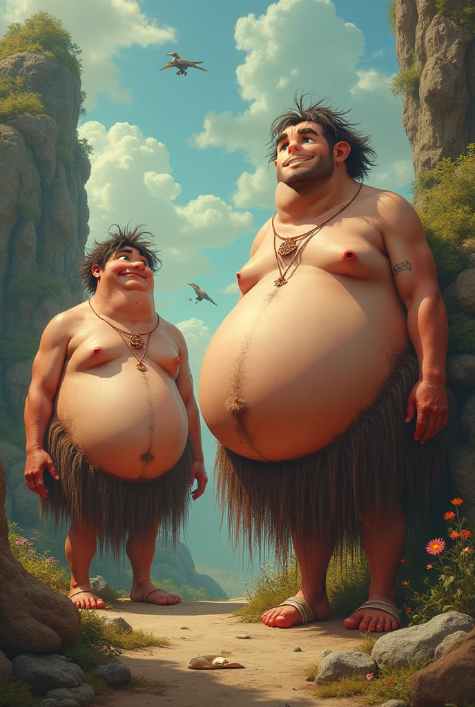 generates a sucked caveman and an obese human