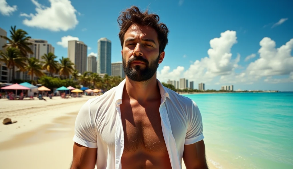 Nudist mexican male in the beach 