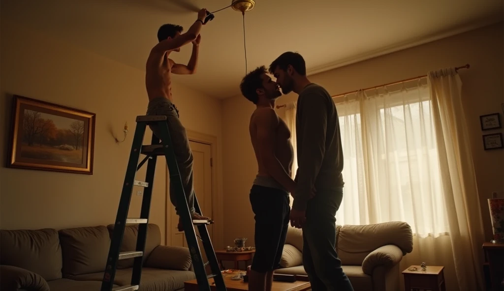 Chris evans sucking another mans willy on the couch. Realistic 4k Realism giant size difference head reaching on the ceiling 1man very giant size difference hand touching the ceiling macro size Cracks the ceiling shirtless wearing boxers