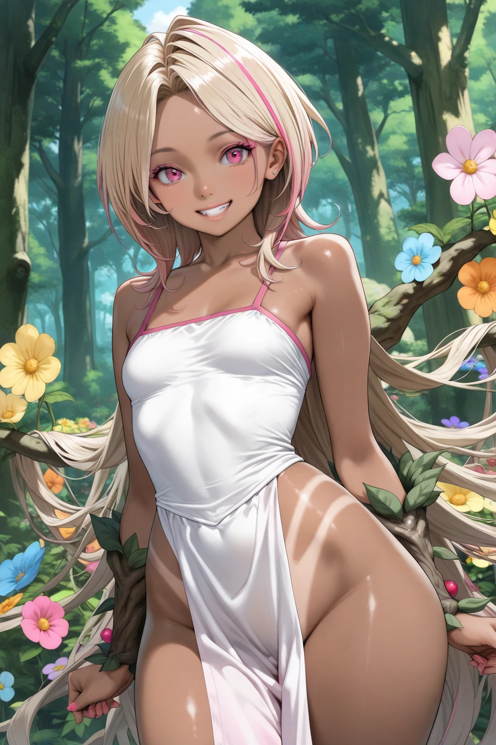 (complete Nude:1.8), (perfect anatomy:1.4),(Beauty of form:1.4) Golden ratio,(highest quality,masterpiece,High resolution),4K Anime Art,((Background Art)),(((Only tropical flowers and plants are drawn))),(Blank Background),((White Background)