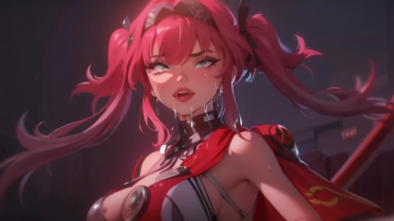 a close up of a woman in a red dress with long hair, beautiful alluring anime woman, a beautiful fantasy empress, inspired by Du Qiong, seductive tifa lockhart portrait, ((a beautiful fantasy empress)), seductive anime girl, beautiful anime woman, glamorous tifa lockheart, beautiful avatar pictures, mai shiranui, lady in pink armor, Hinata, (lingerie:1.2), photo realistic, upon_body, tyndall effect, photorealistic, dark studio, rim lighting, two tone lighting, (high detailed skin:1.2), 8k uhd, dslr, soft lighting, high quality, volumetric lighting, candid, Photograph, high resolution, 4k, 8k, Bokeh, breast out, (nude:0.9), (purple eyes color), (transparent armor:1.0), gigantic breast,