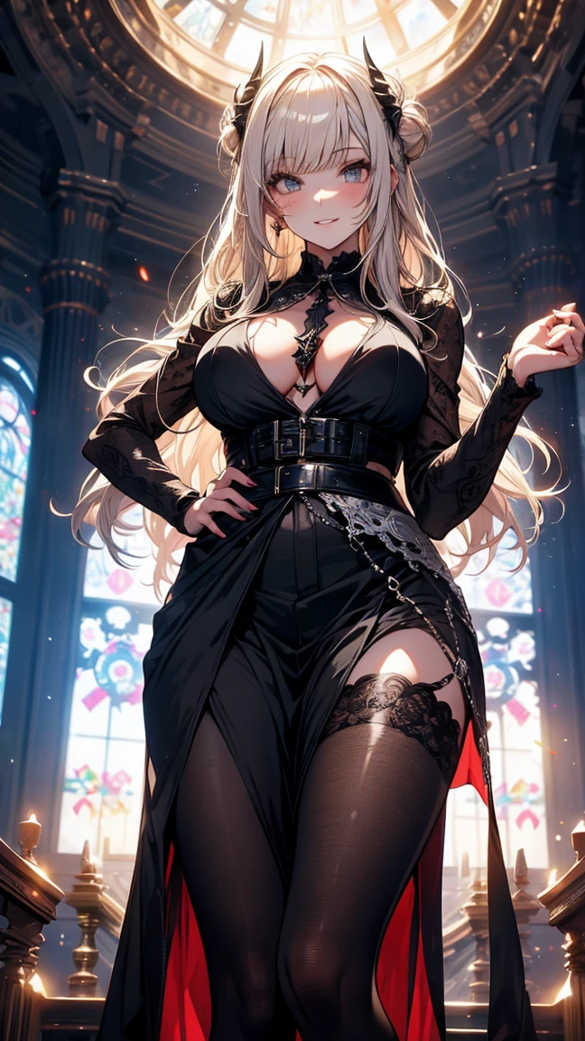 A female vampire is in the magic library.