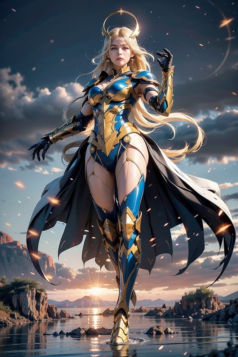 A man with short golden hair slicked back, his face entirely obscured by a Dynastinae concept mask, full mask, cold gaze, clad in an indigo blue fantasy-style Dynastinae concept chest plate, his arms and legs are clad in matching armor, he wears a white undershirt and trousers with golden stripes, standing within a magnificent fantasy-style palace, this character embodies a finely crafted fantasy-style masked light armor warrior in anime style, exquisite and mature manga art style, high definition, best quality, highres, ultra-detailed, ultra-fine painting, extremely delicate, professional, perfect body proportions, golden ratio, anatomically correct, symmetrical face, extremely detailed eyes and face, high quality eyes, creativity, RAW photo, UHD, 32k, Natural light, cinematic lighting, masterpiece-anatomy-perfect, masterpiece:1.5