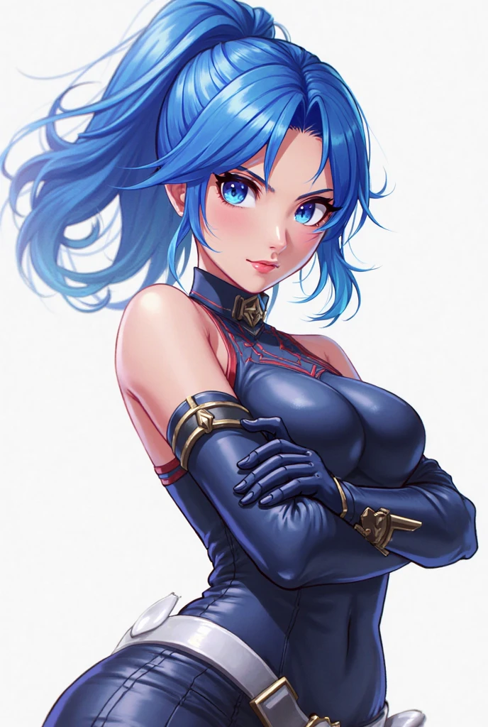  (White background, 1girl:1.4), BREAK,Blue short Hair, blue eyes,Narrow waist,voluptuous Breasts,(one-piece competitive swimwear,one-piece competition swimsuit:1.6), blush,Open your mouth,(covered nipples:1.2)
