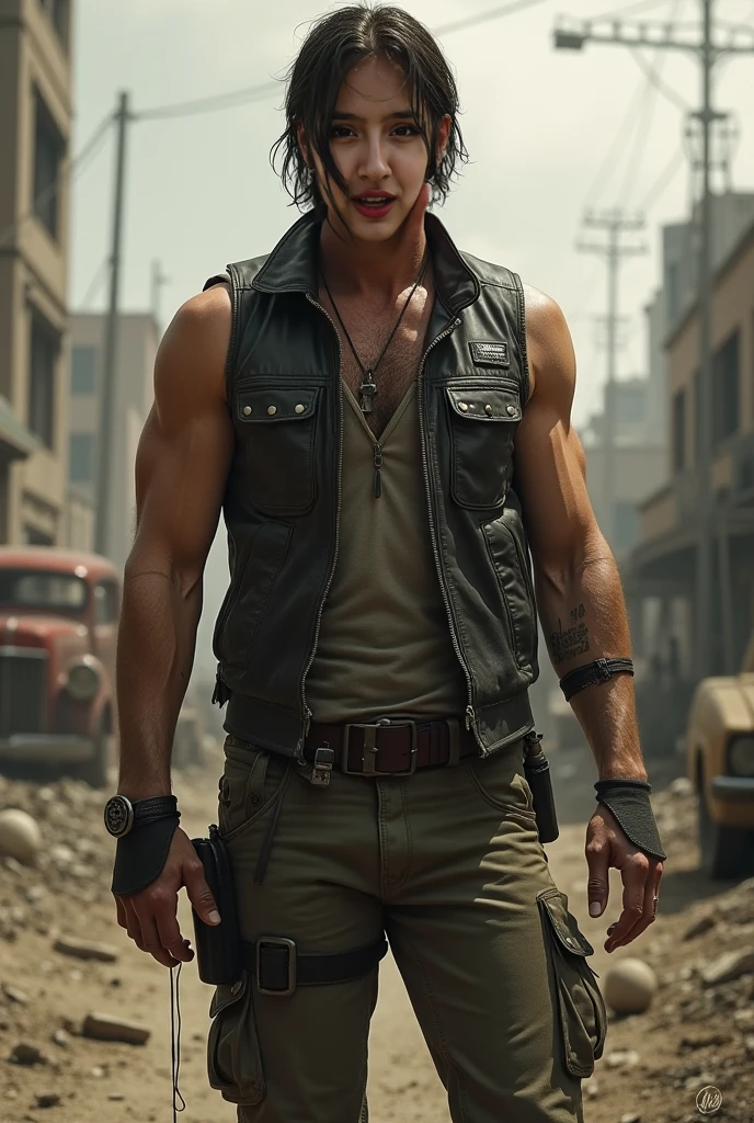 Leon Scott Kennedy sitting on a car