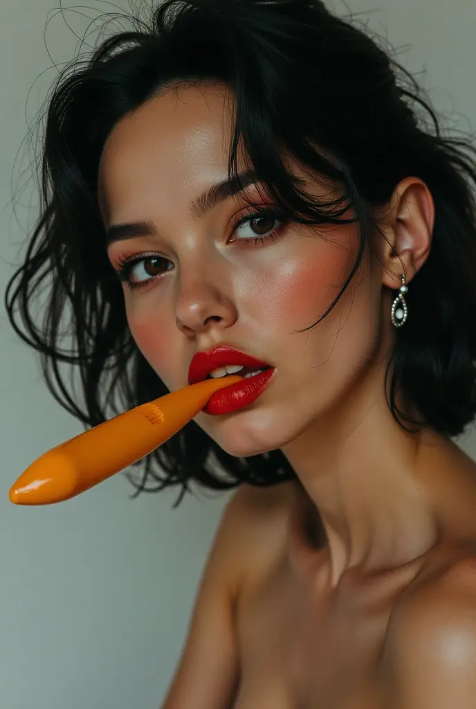 A naked woman with a penis in her mouth