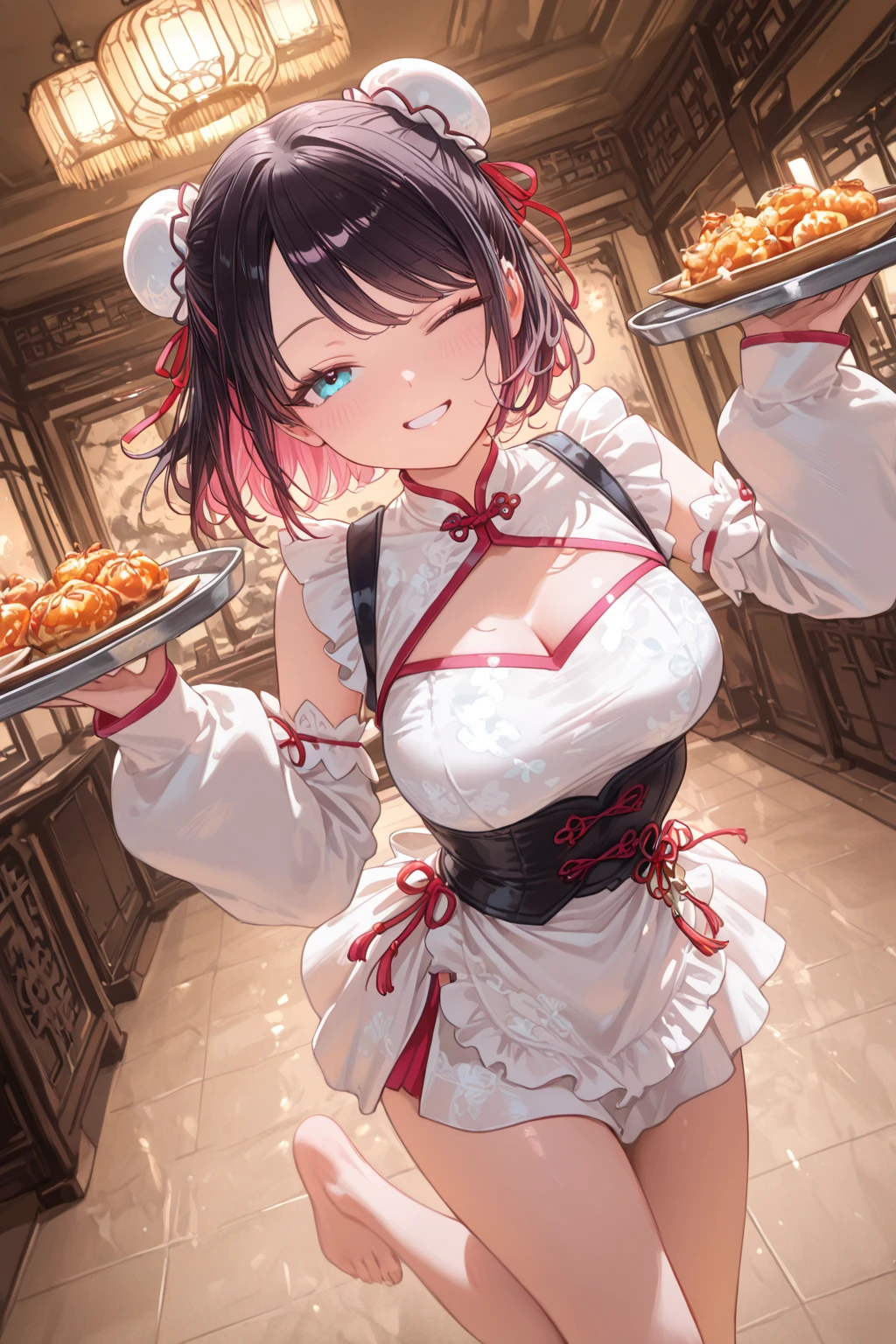 anime girl with a turkey and a plate of food, cooking, guweiz, oppai, cooking it up, profile picture 1024px, ecchi, sakimi chan, serving body, at pixiv, loli, thicc, ayaka genshin impact, ??????????? loli, shikamimi, sayori, pixiv
