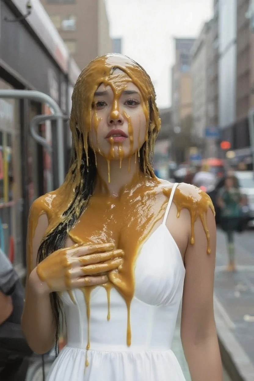 (photo:1.2), (photorealistic:1.4), extreme realism, super detailed, high resolution, very detailed, best quality, 8k, DSLR photo, sexy, alluring, sultry, detailed skin, detailed skin texture, realistic skin, best quality, Asian woman, mascara, (whipped cream, whipped cream on face: 1.1), times square, new york city, f/1.4 aperture, 35mm, cleavage, pie fight, pie in the face, pie crumbs on face, (small breasts, naked: 1.5)
