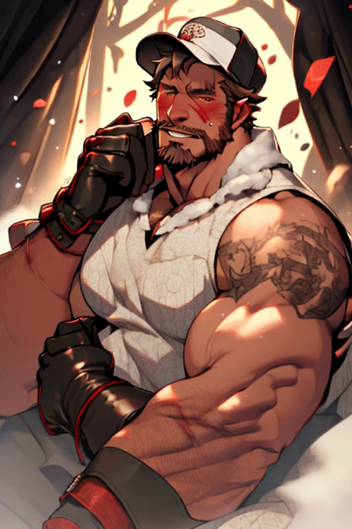(masterpiece, best quality:1.2)cowboy shot,back view, solo,Elderly old man, EijiKOF, 1guy, blue dougi, ??????????, fundoshi,face mask, fishnet top, bracelets, red belt, full body, fighting stance, expression of agony,open mouth,blush,sweaty,sweat vapor,???????, spoken heart,perfect ???????,at the dojo, masterpiece, perfect face, perfect picture, detailed eyes, sharp focus, High detailed view, dark skin, High detailed,Fundoshi,???????