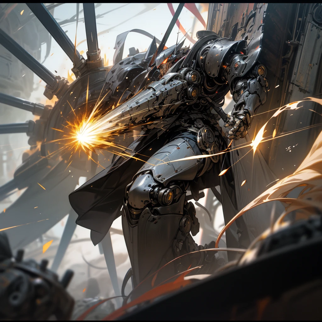 (((Masterpiece))), ((Best Quality)), (Super Detail), (CG Illustration), (Very Evil and Beautiful)), Cinematic Light, ((1 Mechanical Girl)), Single, (Mechanical Art: 1.4), ((Mechanical limb)), (Blood vessel attached to a tube), ((Mechanical spine attached to the back)), ((Mechanical cervical vertebrae attached to the neck), (Back to the viewer)), expressionless, ( Wires and cables attached to the head and body: 1.5), Science Fiction, Apocalypse, Ruins, (Lower Body Integrated with Mechanical Devices), (Blood: 1.5), Cruelty, Absurdity, Eroglotesque, Fusion with Machines, Doomsday Time, Super Future, Inorganic, Laboratory, Restraint, (Beautiful Indulgence: 1.2), (1 Girl: 1.3)