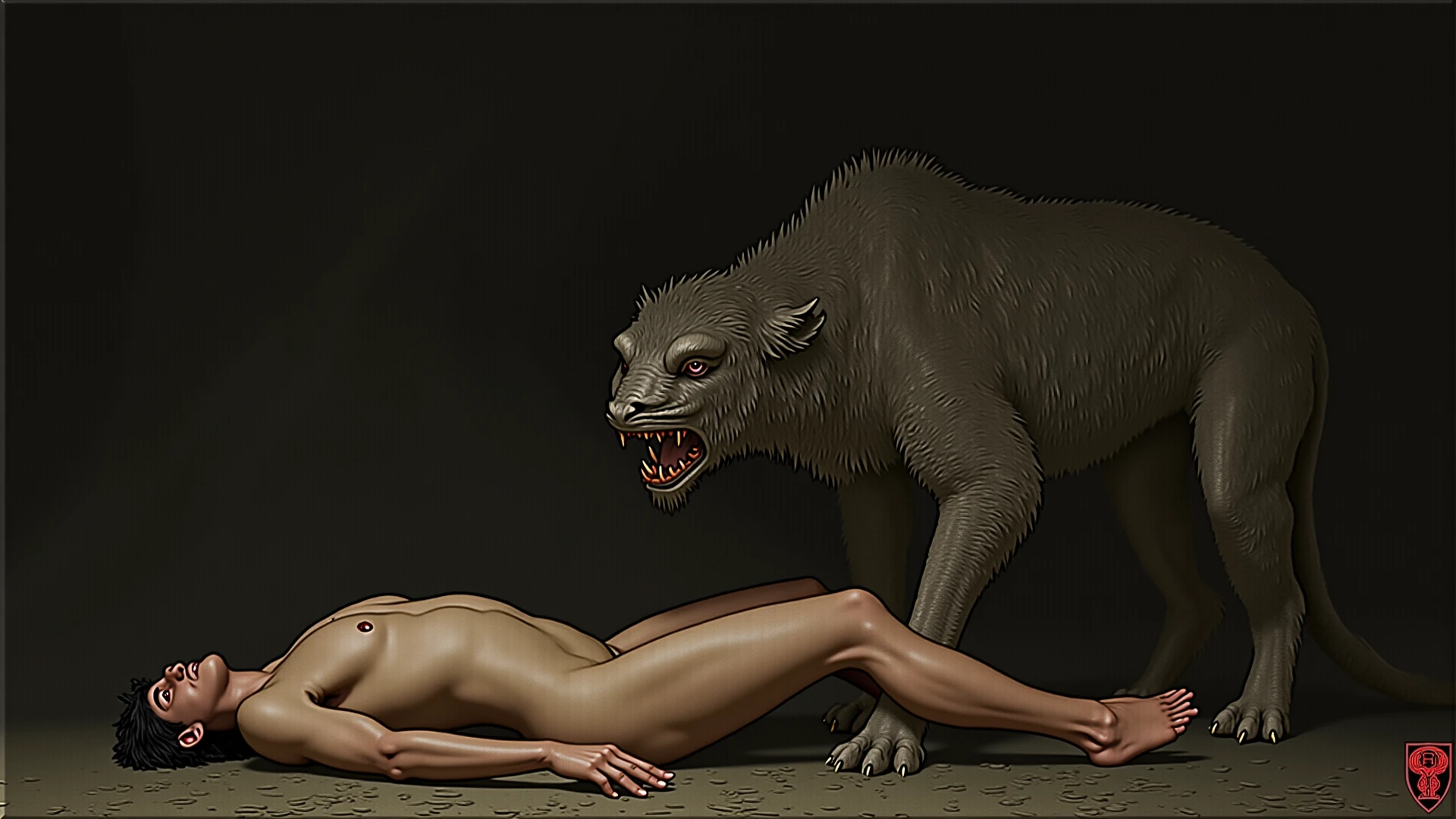 anthro male eagle/female human woman, by taran fiddler, interspecies, penis, breasts, female penetrated, sex, hindu temple, vaginal sex, , expressive, dynamic, attractive, doggystyle position, male on top of female, side view, impregnation, ((sperm cell, ovum)), paws