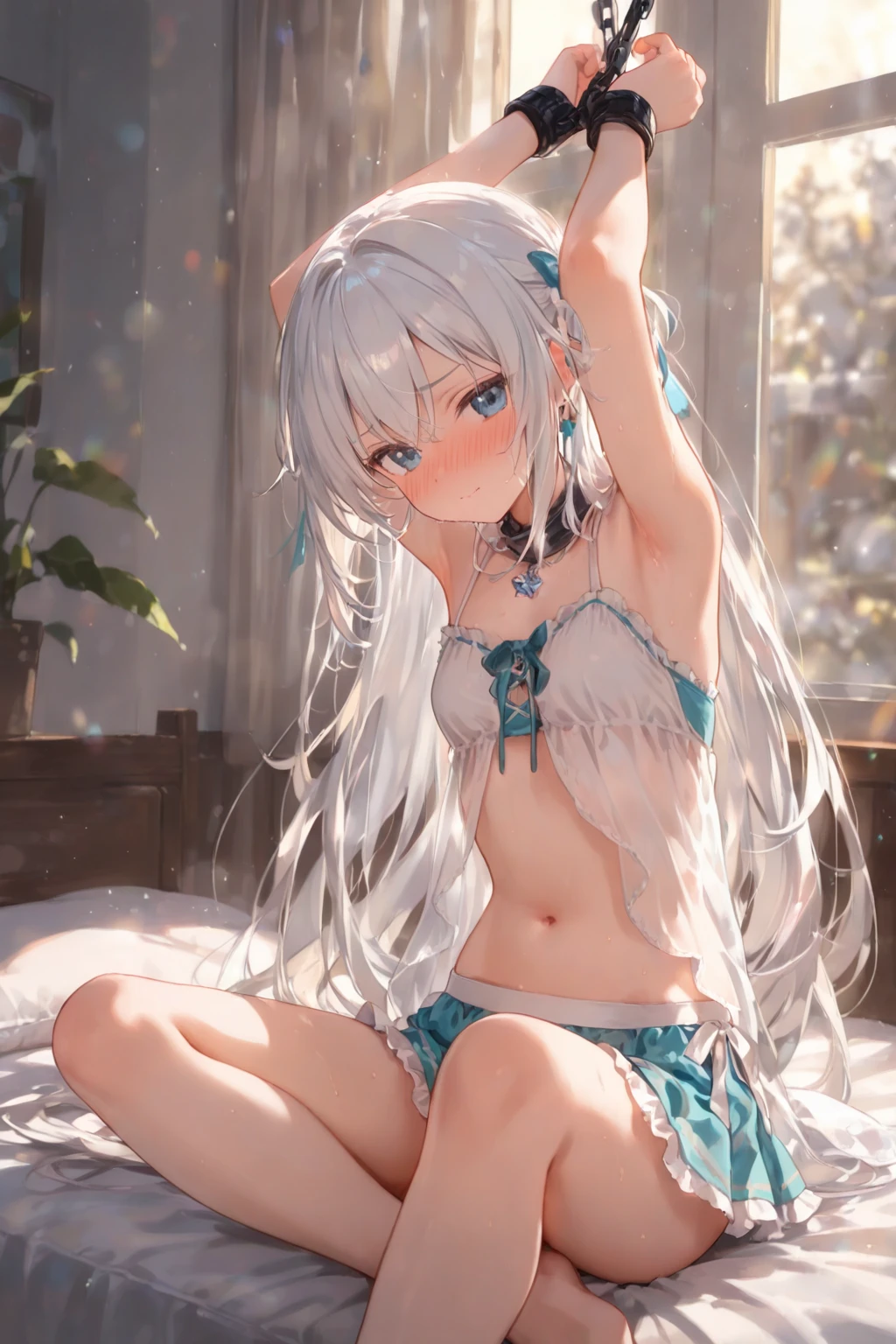 best quality, cute cat ears girl, Cute fantasy world lightly dressed, fantasy house, smooth skin, 