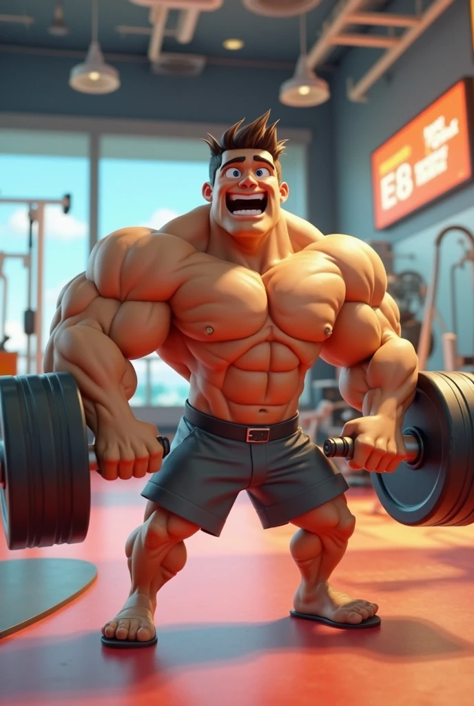 Create an animated character that is a biceps doing exercises 