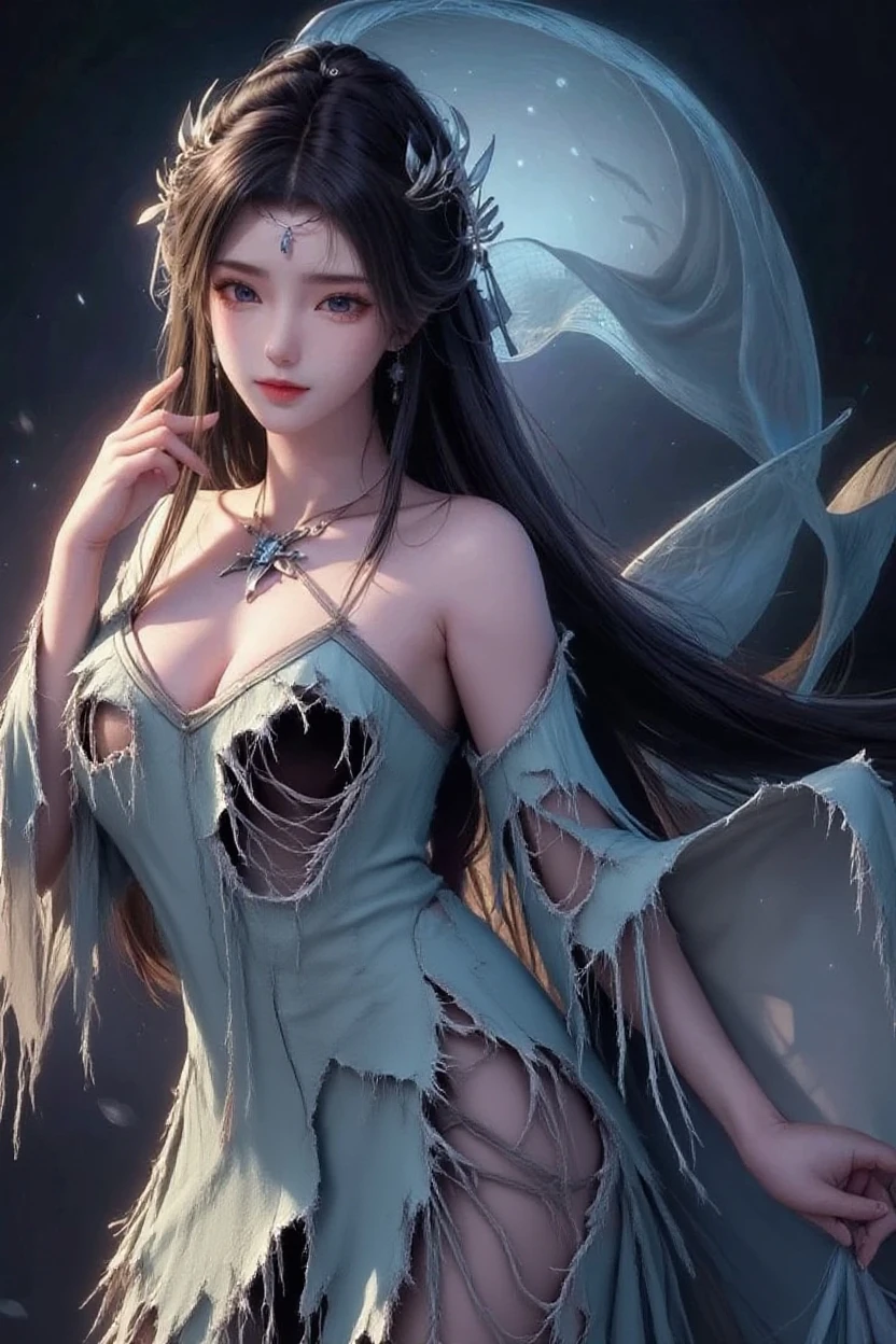 (8K, RAW photography, top-quality, tmasterpiece:1.2), A woman who is、18 year old Japan,full bodyesbian.{Movie Angle、wide angles、Do not split the screen、}(Realistic skin 1.4)、(Saint in a white dress、Bloody Saints)、(((Bradley、White dress wet with blood、Crown of thorns、Wearing a crown of thorns、Surrounded by a forest of thorns、Entangled with thorns、Bare legged、)))、(((In the dark forest、Deep in the eerie forest 、Pitch black night、Deep fog))、50mm lens、30mm film、wide angles、(Long、hair straight、)、(brunette color hair、The forehead is covered by bangs、)、Black eyes、shiny skins、Beautiful detailed hair、beautiful delicate face、Beautiful delicate eyes、{smallunderboob、small tits、Muscular body、}、