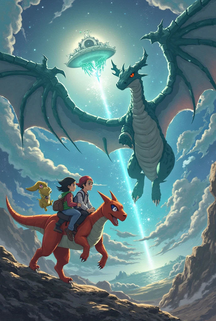 (best quality: 0.8), perfect anime illustration, beautiful ancient fantasy forest full of greenery and night life, adventurers fighting mythological monsters based on Japanese manga and mythologies, birds, dragons and more can be seen flying in the sky, in the distance you can see ancient ruins