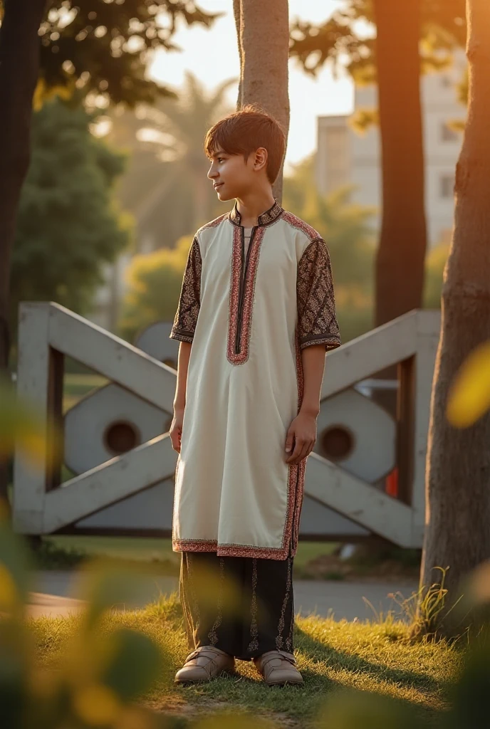 panjabi one side color red and one side black  dress up Bangladeshi boy