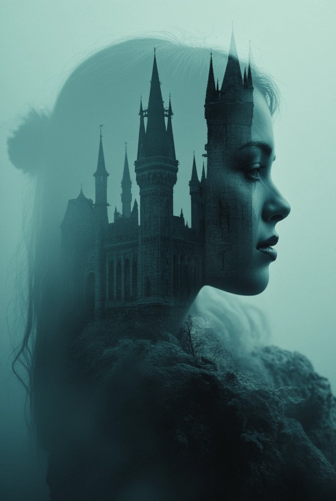 (best qualtiy,4k,8k,high rise,tmasterpiece:1.2),super-fine,(realisticlying,Foto realism,Photo fidelity:1.37),Portrait of a witch,double exposure effect,dramatic lights,Vivid colors,long exposure technology,creative composition,artsy photography,hight contrast,abstract elements,Emotionally captivating,Expressive eyes,Soft focus,vague background,Beautiful detail lips,Multiple exposures,Different Perspectives、colorful magic forest,Castle。distinct texture、overlapping images、A harmonious blend of themes、art story、Surreal atmosphere、Experimental Technology、imaginative exploration、artistic expression、Artistic interpretation、Creative experimentation、personal narrative、Layered composition、Ethereal aesthetics、Striking visual impact、visual depth、magic realism、Poetic atmosphere,detailed meticulous,Visual poetry