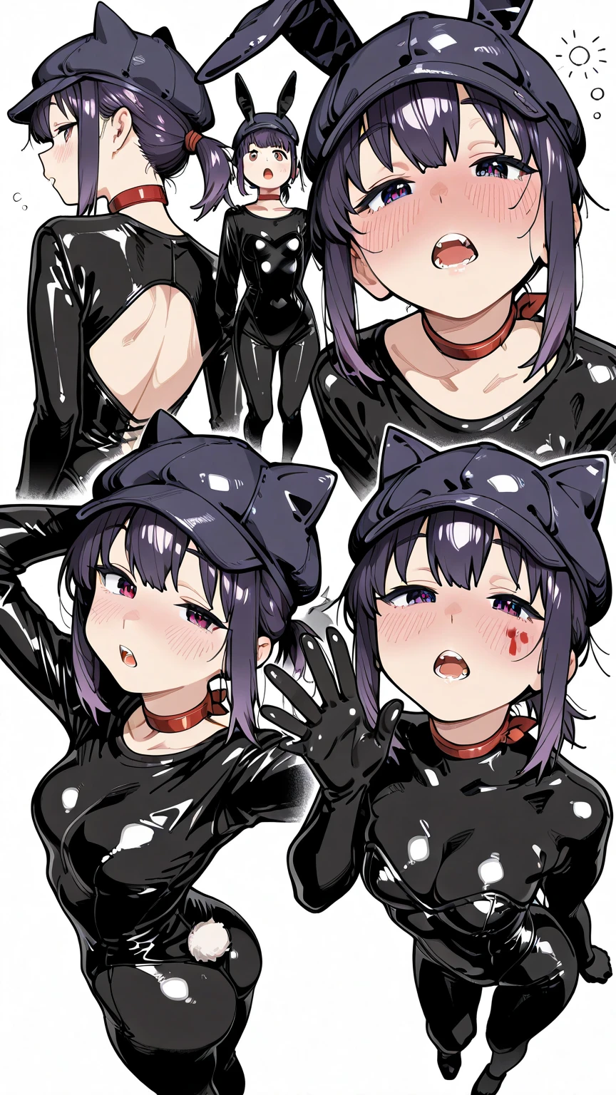 Black Hair、One-off、boyish、Cool、Cat ear、tail、Hair covering one eye、hoodie、Small breasts、Being violated by tentacles、There&#39;s a tentacle in my pussy、Cross-section of the vagina、tentacles put in mouth、Semen is poured on、18-year-old
