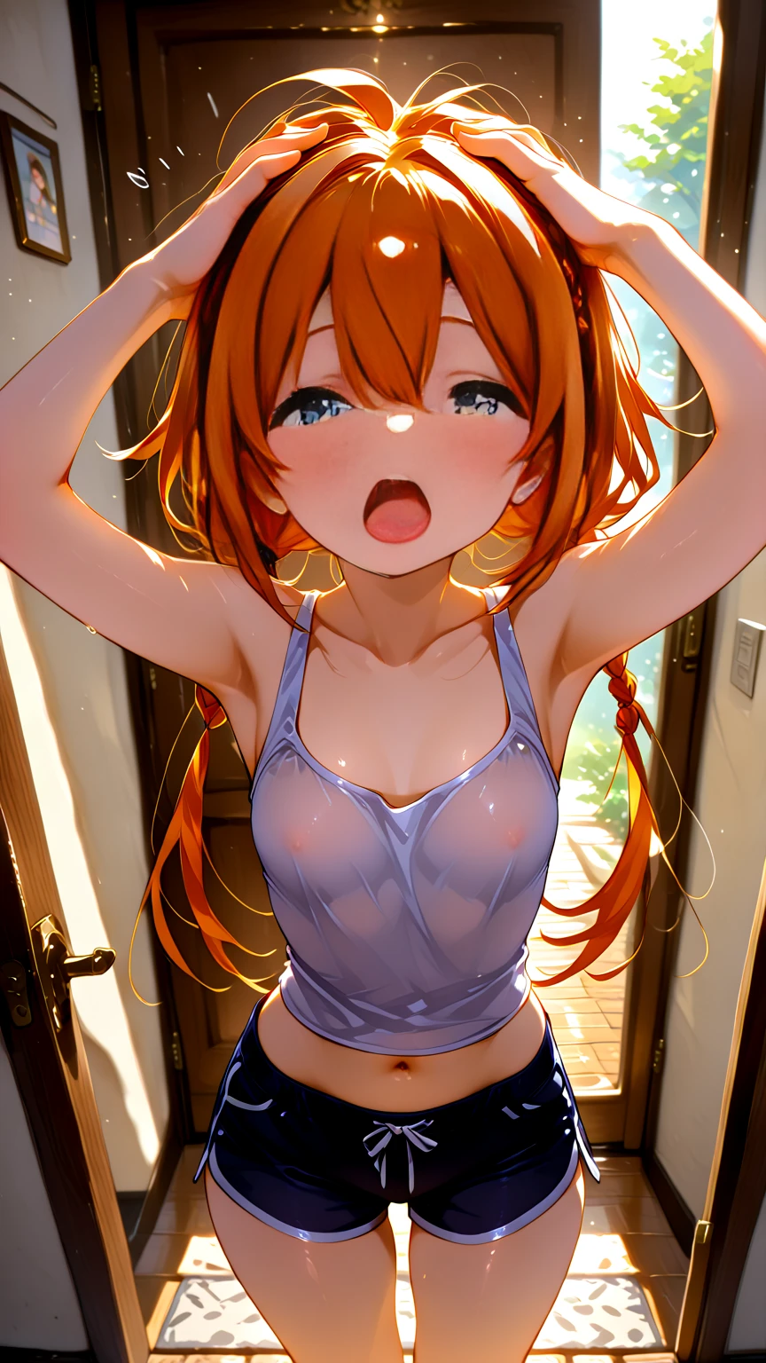 mastute piece,Best Quality,insanely detailed,8k cg,nsfw,
(shoot upper body:1.3),
(1girls:1.3),standing,looking at viewr,body in front,(arms behind back:1.4),(hakama:1.3),kendo、(bare breasts:0.9),BREAK,
blush,shy,(ecstasy face),(trembling:1.2),BREAK,(light orange hair:1.3),
BREAK,
perfect breasts,perfect teats,(open mouth:0.9),(large breasts:1.2),
(kendo-dojo),kendo道場、