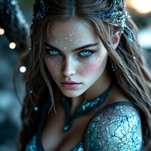 a cute woman with violet eyes and hair, sorceress outfit, wielding wand, casting spells, sexy power poses, dark dungeon, spell lighting, detailed face, beautiful blue eyes, pouty lips, long eyelashes, highly detailed, masterpiece, 4k, photorealistic, fantasy, magic, dramatic lighting