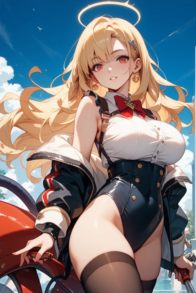 (masterpiece, best quality:1.2), 1girl, solo,mature_lady, delicate face,detail eyes,long hair, floating hair,medium breasts,floating clothes,,asuna_(sao),sword_art_online, armor, armored_dress, armpit_peek, armpits, bare_shoulders, belt, braid, breastplate, brown_eyes, brown_hair, detached_sleeves, dress, elbow_gloves, french_braid, gloves, long_hair, miniskirt, pleated_skirt, red_skirt, skirt, sleeveless, sleeveless_dress, thighhighs, very_long_hair, white_armor, white_belt, white_dress, white_sleeves, white_thighhighs, zettai_ryouiki,in recreational machine hall