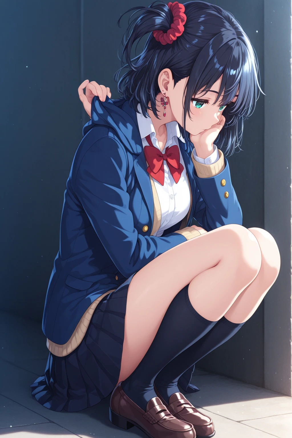 masterpiece, best quality, (one boy and one girl are having sex:1.2), home, on bed, missionary position
man on top, high school student, (plump:1.2), short height, medium length hair, (ahoge:1.0), (brown hair:1.2), brown eyes, hairs between eyes, collared shirt, blazer, pleated skirt, , bow, black thighhighs, (saliva:1.4), (pussy juice:1.5), (sweat:1.2),