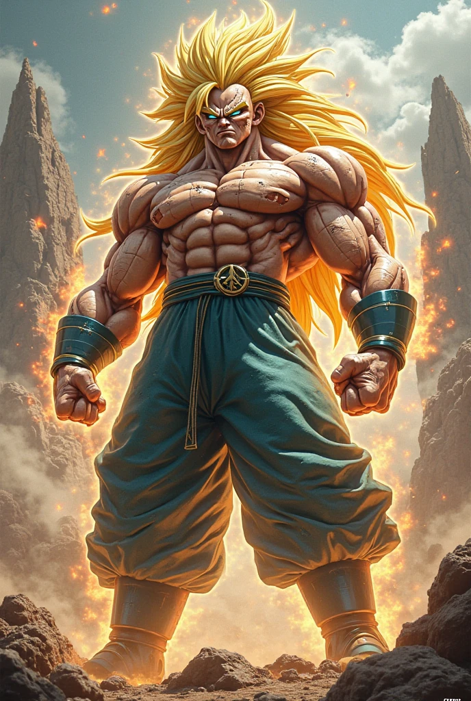 Broly final form, exagerated muscle, muscular, pecs, super muscle