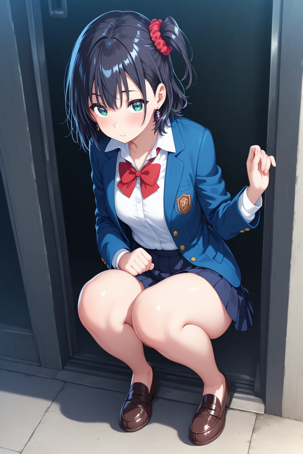 A provocative, smirking expression、