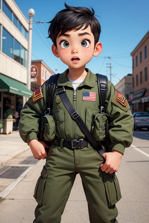 There was a little boy on the battlefield with a rifle in his hand