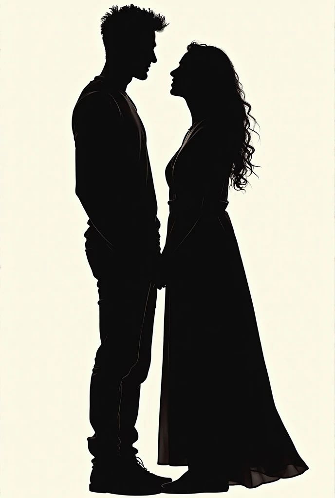 young man and young woman hugging silhouette