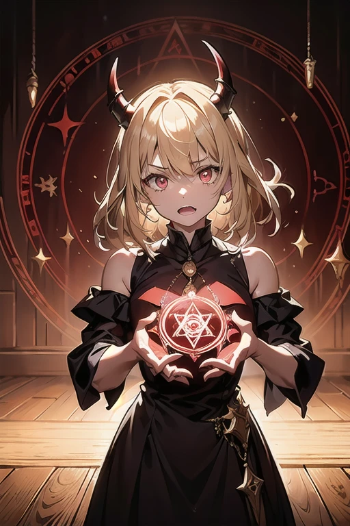 art by chain, diffraction_spikes, sparkle, sparkle_background, star_\(symbol\), glint, shooting_star, star_\(sky\), +_+, starry_background, constellation, sparkling_eyes, saint_quartz_\(fate\), horns, red_background, wings, starry_sky, chained, cuffs, feathered_wings, broken_chain, christmas_lights, cross, tarot, demon_horns, gold_chain, male_focus, christmas_tree, red_eyes, white_hair, collar, sparks, 1boy, star-shaped_pupils, star_necklace, lens_flare, tail, hirschgeweih_antennas, demon_boy, handcuffs, peeing, shackles, solo, embers, cross_earrings, christmas, galaxy