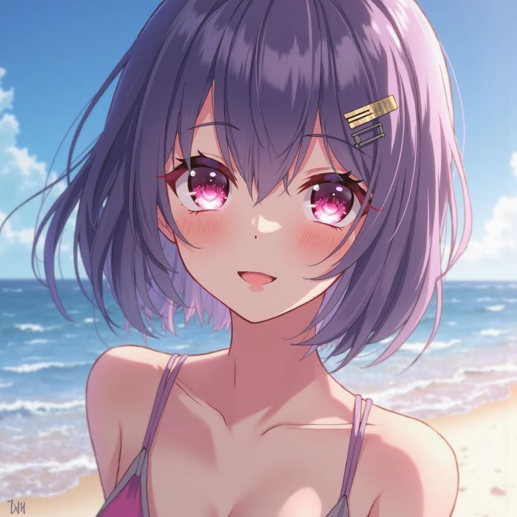 (8K, Raw photo, highest quality, masterpiece:1.2), (Anime-like, photo-2D:1.4), Super detailed, photo shoot, (Cute 25 year old woman:1.2), Perfect detail,Perfect hands,Perfect Fingers,blush,On the beach,Water&#39;s Edge, Shortness of breath, blush, (Full Body), full body,Large Breasts,Huge breasts,Round Breasts,Heavy chest, Sweat, trembling,(On all fours),Black Bikini,kamuro masumi,bouncy chest,White Breath,Small denim shorts,Watching the audience,Sleeping on your back,smile,From above,Looking up,Cleavage