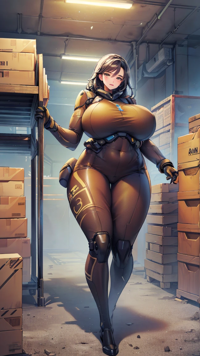 young girl, Pullover, bandeau tight dress, whole body to see, angry look , scream, bob cut hair, (( very wide hips)), (((colossal Thighs, gigantic thighs, very huge thighs, very big thighs))), fullbody, platform heels, pale skin, very Big breast, gun, cyberpunk, soldier girl , full body, purple hair,