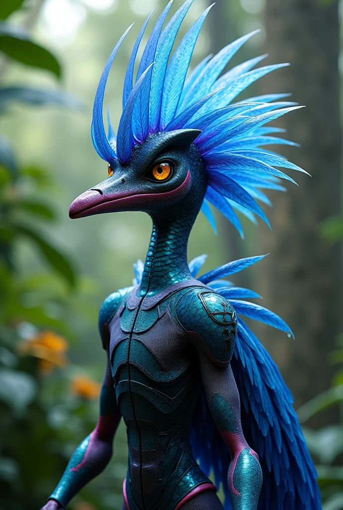 Big huge Animaly, cassowary mixed with Poseidon, yellows and purple colour skins, Grassroots background, (white background simpleks)