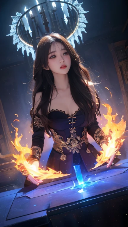 (8k, RAW photo:1.2), best quality, ultra high res,dramatic angle,(fluttered detailed color splashs), (illustration),(((1 girl))),(long hair),(rain:0.9), (头饰:1.4),少女身边有一座古宫,汉服,(重点),彩色水墨画,(泼彩),泼彩,(((colorful))),(素描:0.8) , Masterpiece, best quality, beautiful painted, highly detailed,(denoising:0.6),[splash ink],((ink refraction)), (beautiful detailed sky),moon,highly,detaild,(masterpiece, best quality, extremely detailed） CG unity 8k壁纸，杰作，最好的质量，超详细），（石蒜），