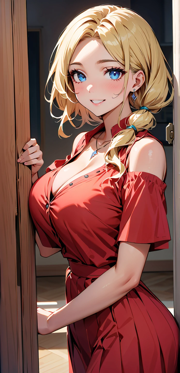 "(masterpiece:1.1), best quality, NSFW,
1girl, gyaru, (80s anime style:1.4),
yellow hair,
(forehead, parted bangs, hairclip:1.1), (twin braids:1.1),
brown eyes, (red lip stick:1.1),
(oiled skin:1.1), (slim body:1.2), (gigantic breasts:1.5),
(light smile:1.2), open mouth,
(school uniform, skirt, midriff peek:1.1),
neck tie, fishnet tights, bracelet, necklace, hair ornament,
standing,
upper body,
(daytime, classroom:1.2)"
