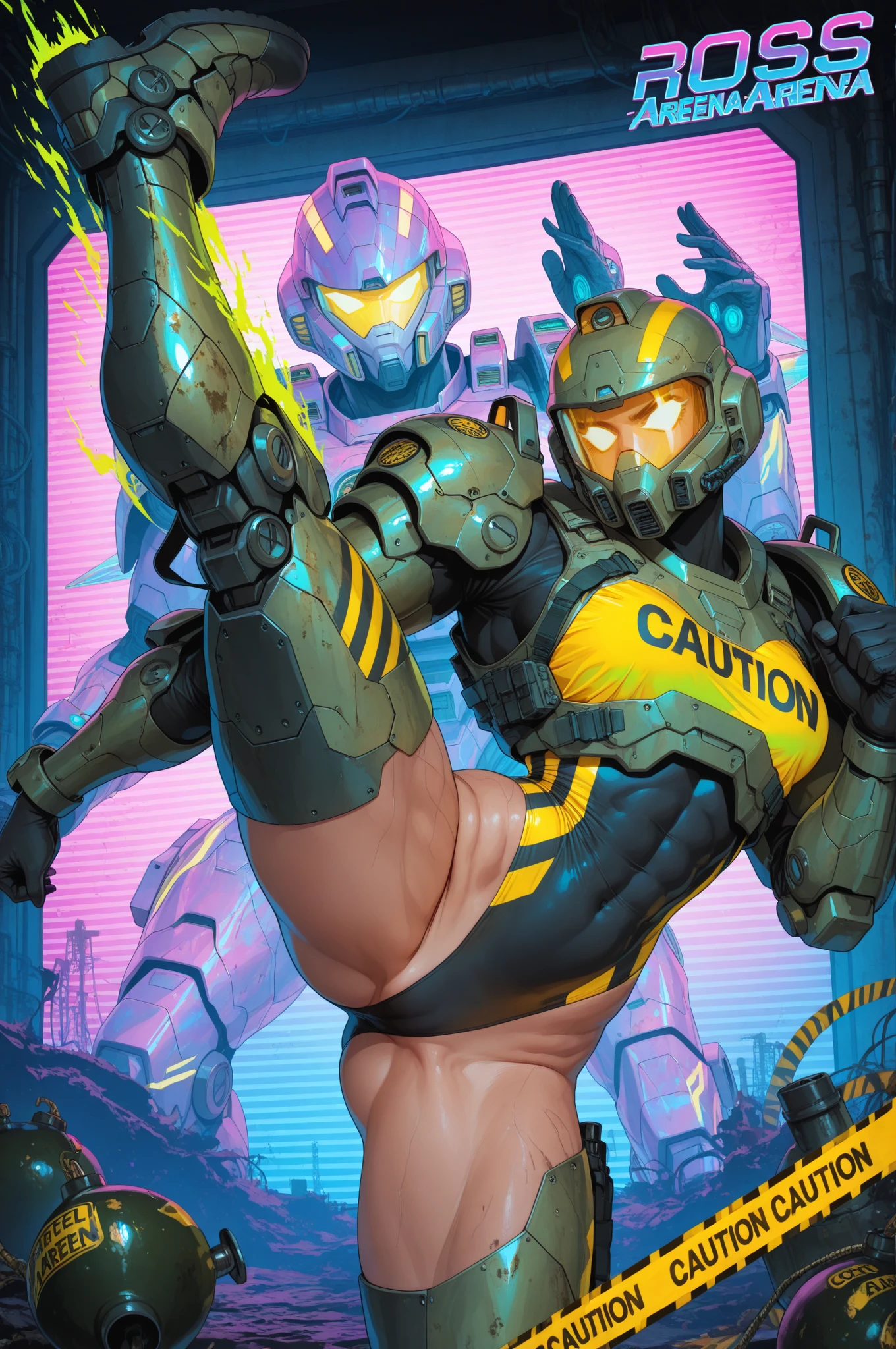 full body portrait, strong burly hairy mature older man(space captain), wearing futuristic captain's uniform insignia (neon and black) (open and revealing) (latex) , gray hair, reflective sunglasses (neon yellow rims), broad shoulders, round belly, thick feet, bulging micro thong, barefoot, scifi spaceship captain uniform, neon lights, best quality elegant masterpiece, face looks like Tom Selleck (Magnum PI) , military buzzcut, dark mustache, gray stubble, latex, wearing a latex thong, big bulging crotch, futuristic gear equipment, wearing see through plastic chest armor (neon yellow and electric blue), wearing neon yellow see through chest armor, wearing electric blue latex chaps(see-through) , wearing cool neon sneakers,in spaceship cockpit, lying in spaceship sleeping quarters(bed) (view from above), smiling with teeth showing, nicebulge, waiting in bed, glowing armor, legs up(!) and spread(!) , big muscle ass, wet and dripping ass, visible ???????(!) , wet asshole, hairy pecs, thick long legs,