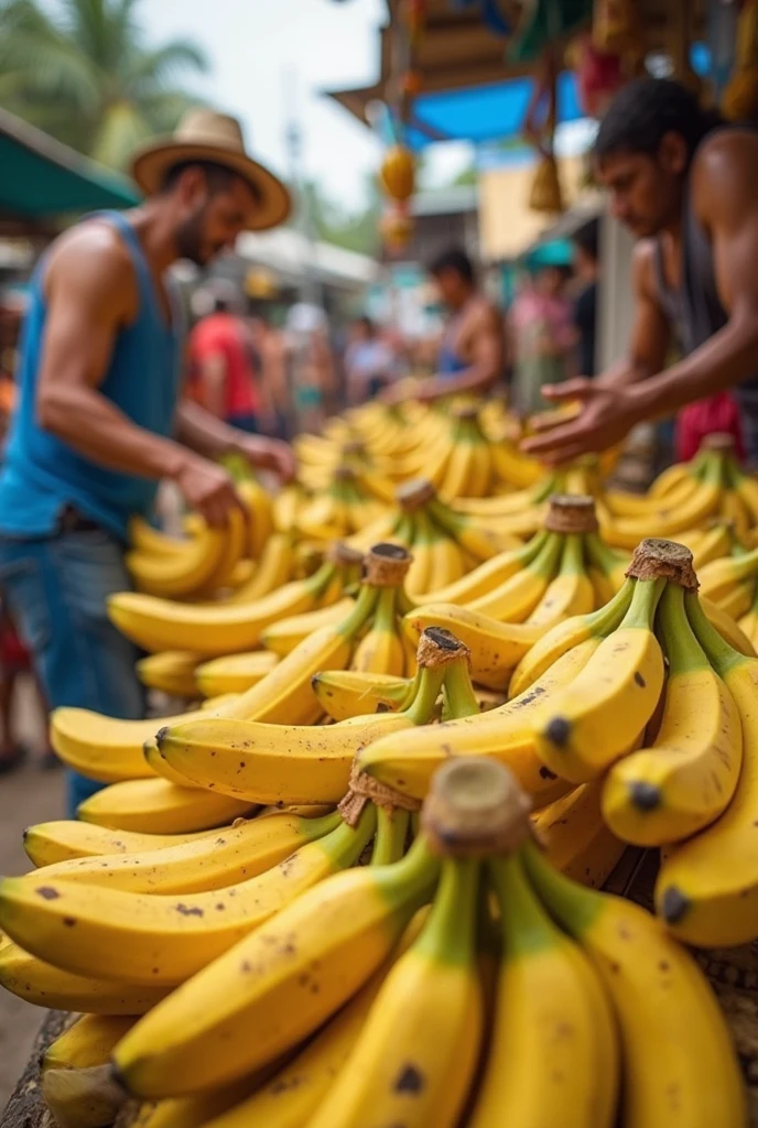 A poor boy is making a picture of Lord Shivchi with bananas in the middle of the road