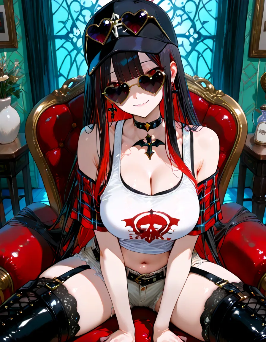 Beautiful girl,Korea, sitting among red light neon,
 18 years old,Short hair, shoulder length,black hair, medium breasts,wet, sweat, camel toe, red lips ,Wear glasses,
White underwear, sexy pose,
 red eyes, Squat and spread your legs. Sexy lady, กางเกงใน girl, หน้าเด็ก,
Two horns and a red demon tail, succubus, slim, ปีกนางฟ้า,