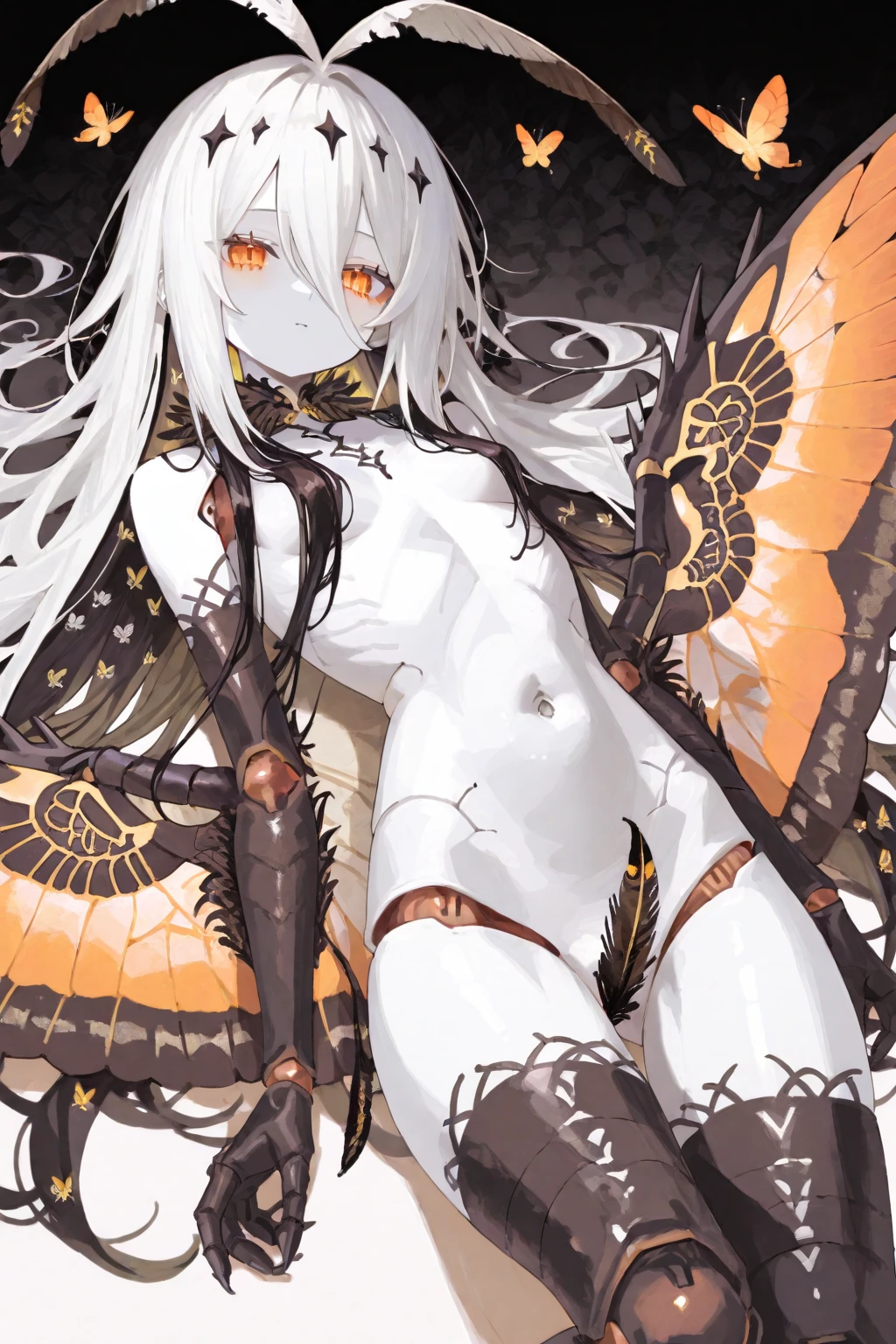 intricate details,(dakimakura design:1.2), ((masterpiece,best quality)), naked,beautiful detailed eyes, mantis girl,